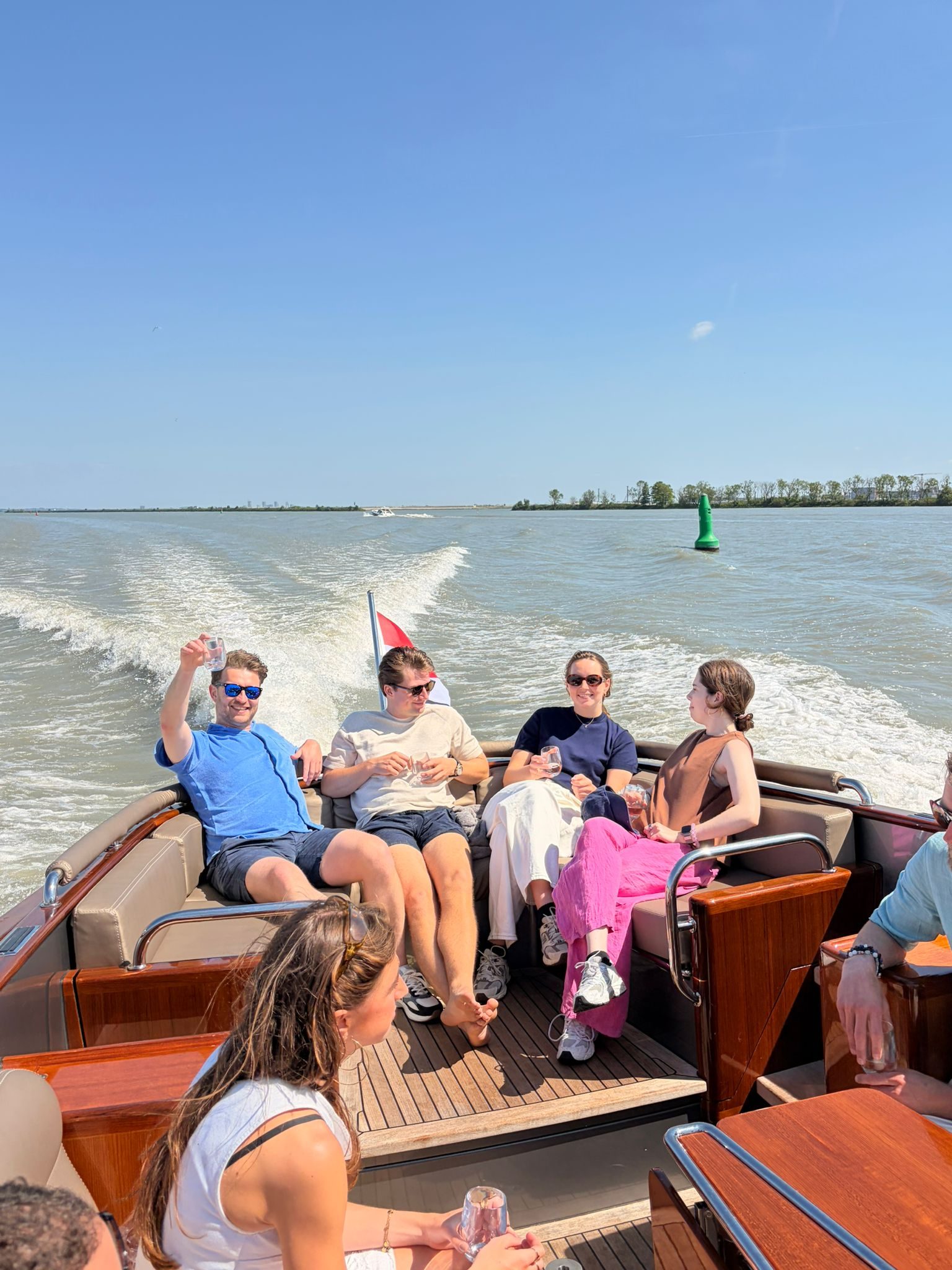 The team relaxing together on the boat